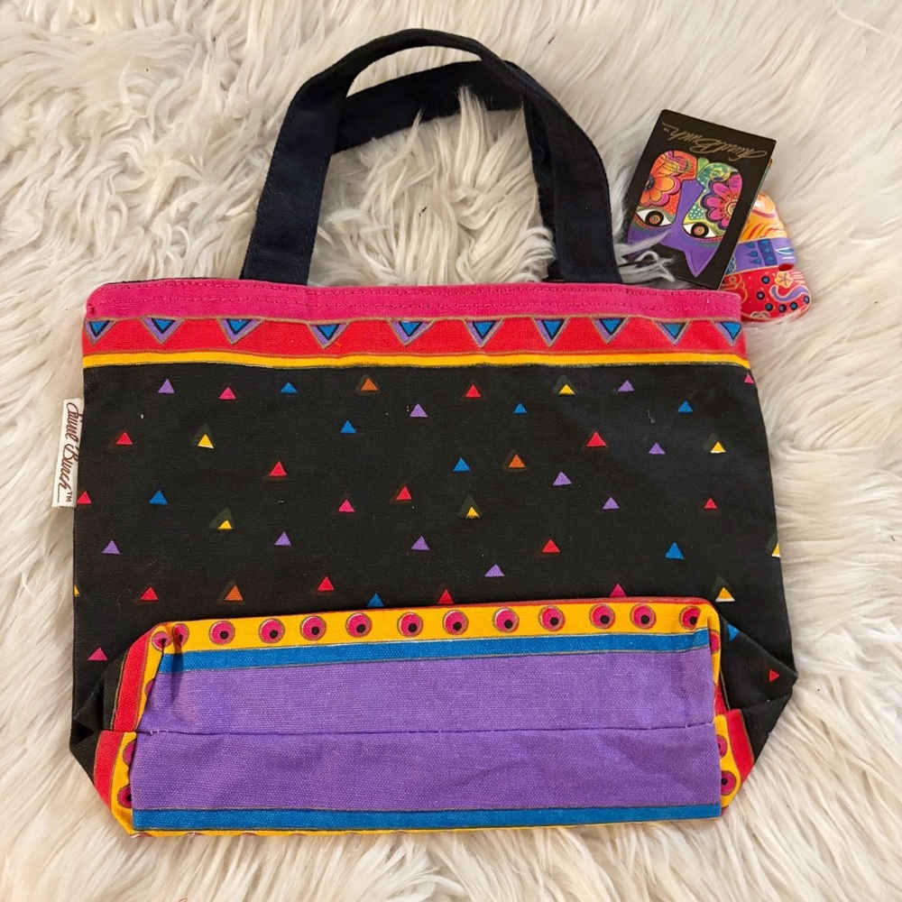 Laurel Burch Vintage Colorful Cats Small Handbag NEW - Picture 2 of 5